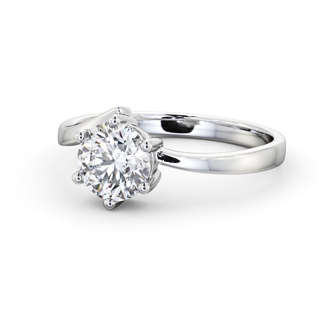 Round Diamond Engagement Ring 9K White Gold Solitaire - Buchley ENRD108_WG_FLAT