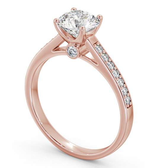 Round Diamond Engagement Ring 9K Rose Gold Solitaire With Side Stones - Marcella ENRD109S_RG_THUMB1