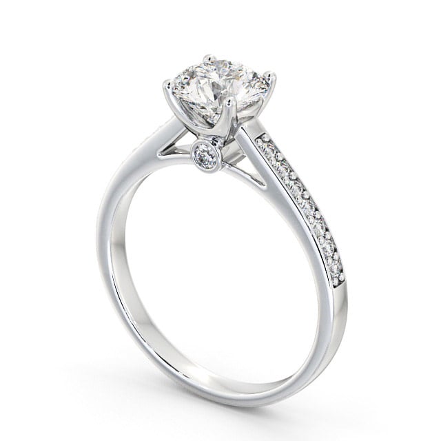 Round Diamond Engagement Ring 9K White Gold Solitaire With Side Stones - Marcella ENRD109S_WG_SIDE