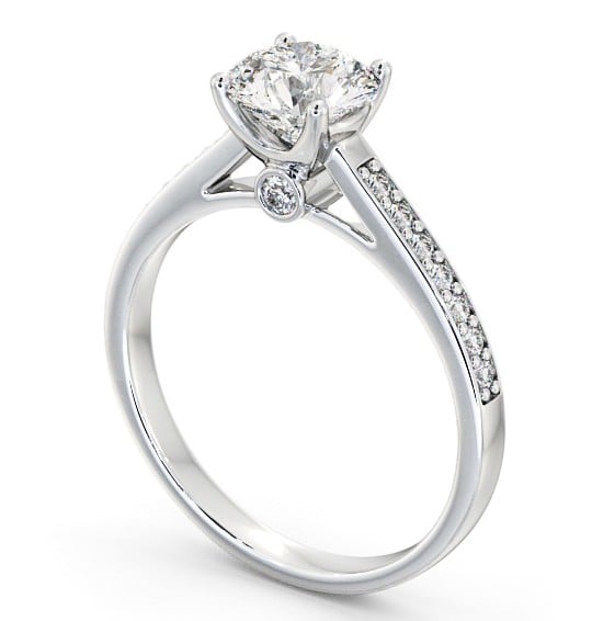 Round Diamond Engagement Ring 9K White Gold Solitaire With Side Stones - Marcella ENRD109S_WG_THUMB1