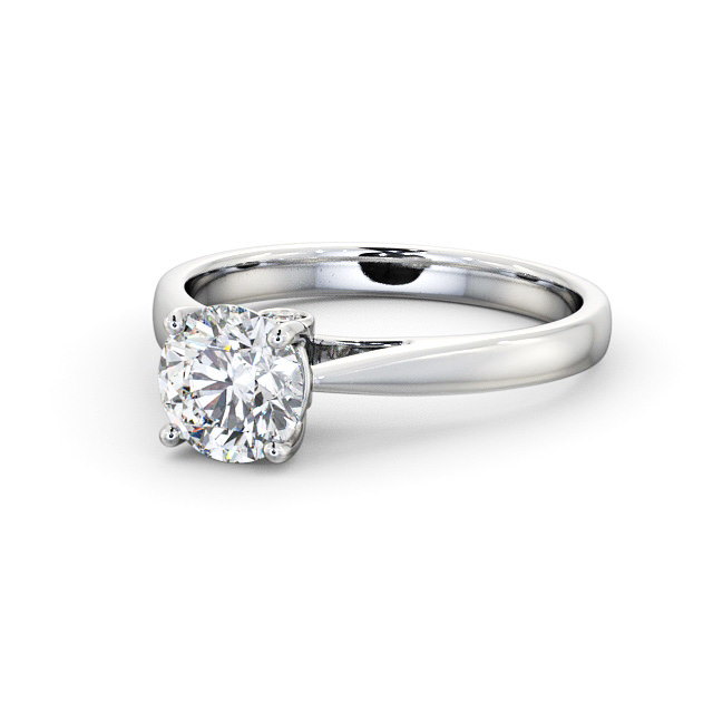 Round Diamond Engagement Ring 18K White Gold Solitaire - Celina ENRD109_WG_FLAT