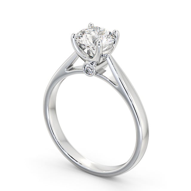 Round Diamond Engagement Ring 18K White Gold Solitaire - Celina ENRD109_WG_SIDE