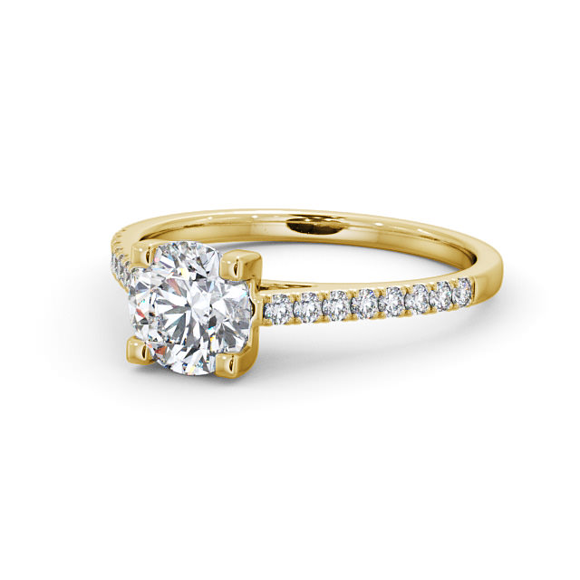 Round Diamond Engagement Ring 18K Yellow Gold Solitaire With Side Stones - Darika ENRD110S_YG_FLAT