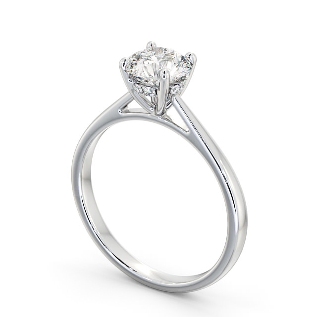 Round Diamond Engagement Ring Platinum Solitaire - Bradbury ENRD111_WG_SIDE