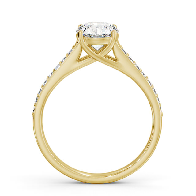 Round Diamond Engagement Ring 18K Yellow Gold Solitaire With Side Stones - Lewes ENRD114S_YG_UP