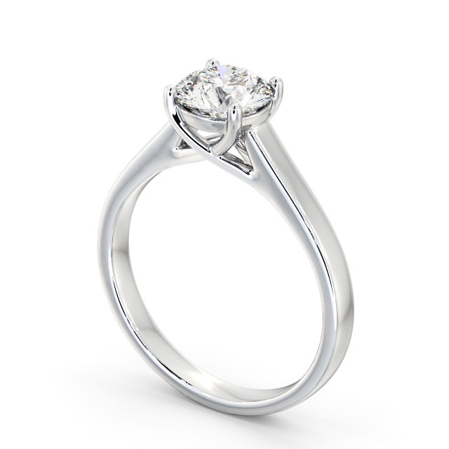 Round Diamond Engagement Ring 18K White Gold Solitaire - Portia ENRD114_WG_SIDE