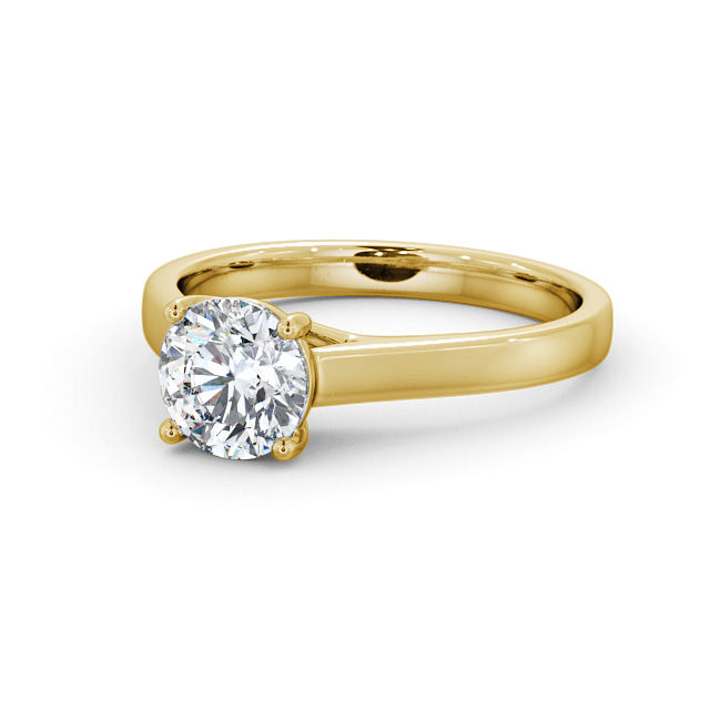 Round Diamond Engagement Ring 9K Yellow Gold Solitaire - Portia ENRD114_YG_FLAT