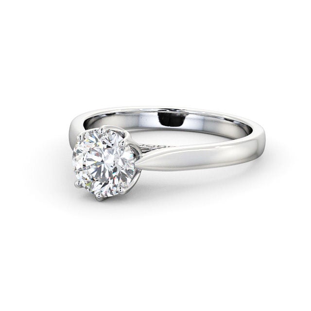 Round Diamond Engagement Ring 18K White Gold Solitaire - Lelia ENRD116_WG_FLAT