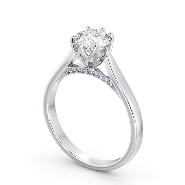 Round Diamond Engagement Ring 18K White Gold Solitaire - Lelia ENRD116_WG_SIDE
