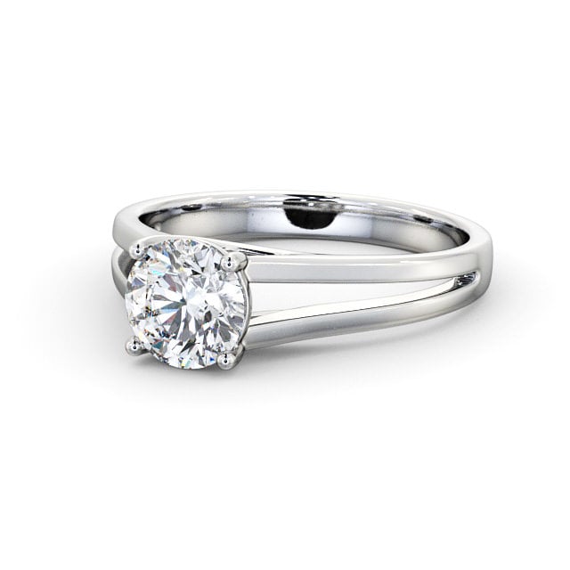 Round Diamond Engagement Ring Platinum Solitaire - Kella ENRD117_WG_FLAT