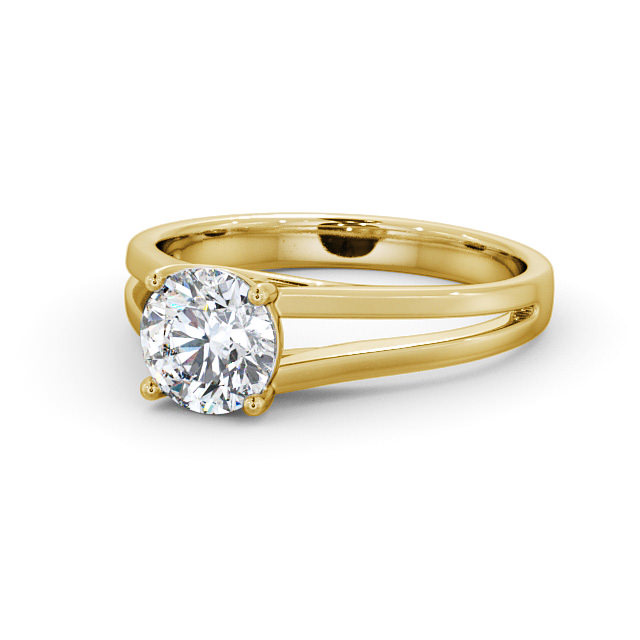 Round Diamond Engagement Ring 9K Yellow Gold Solitaire - Kella ENRD117_YG_FLAT