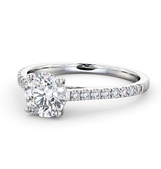  Round Diamond Engagement Ring 18K White Gold Solitaire With Side Stones - Camber ENRD118_WG_THUMB2 