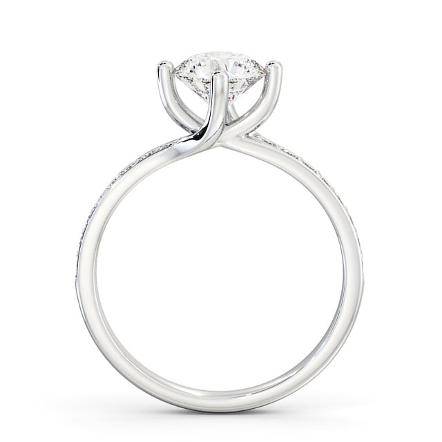 Round Diamond Engagement Ring Palladium Solitaire With Side Stones - Roselle ENRD119_WG_UP