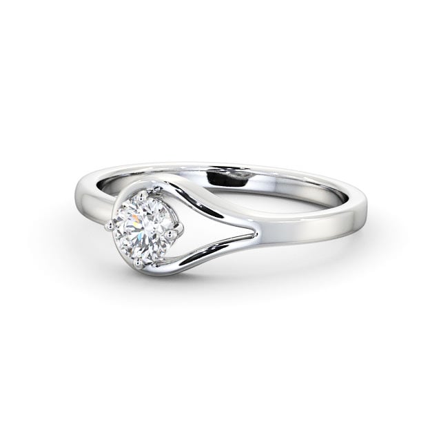 Round Diamond Engagement Ring Palladium Solitaire - Lotus ENRD121_WG_FLAT