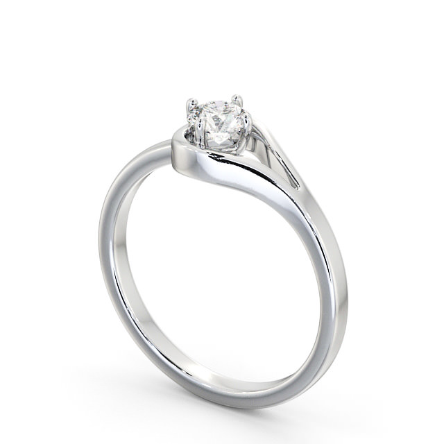 Round Diamond Engagement Ring 18K White Gold Solitaire - Lotus ENRD121_WG_SIDE