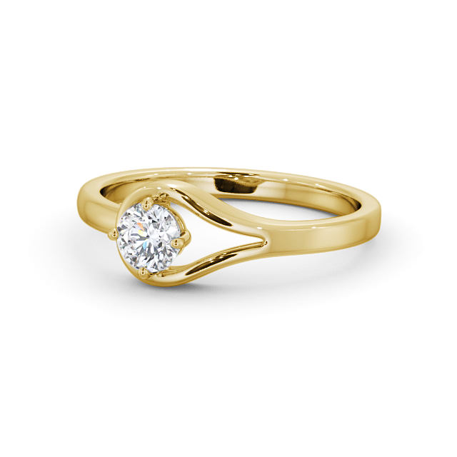 Round Diamond Engagement Ring 9K Yellow Gold Solitaire - Lotus ENRD121_YG_FLAT