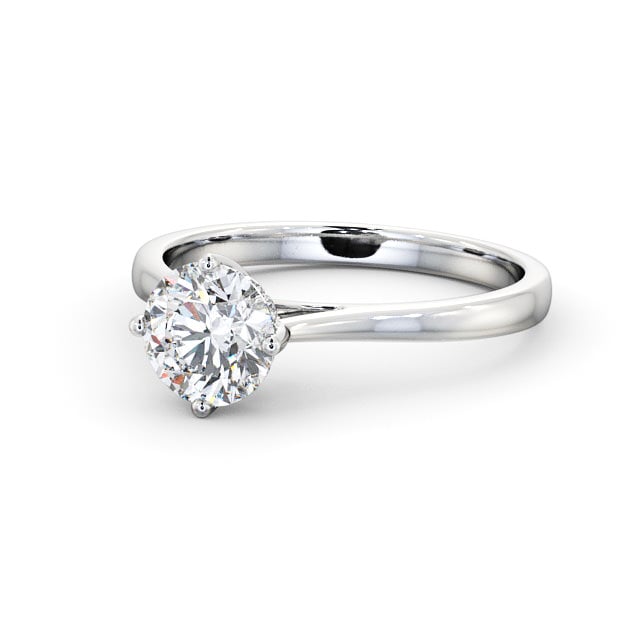 Round Diamond Engagement Ring 18K White Gold Solitaire - Estelle ENRD122_WG_FLAT