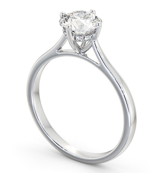 Round Diamond Engagement Ring Platinum Solitaire - Estelle ENRD122_WG_THUMB1