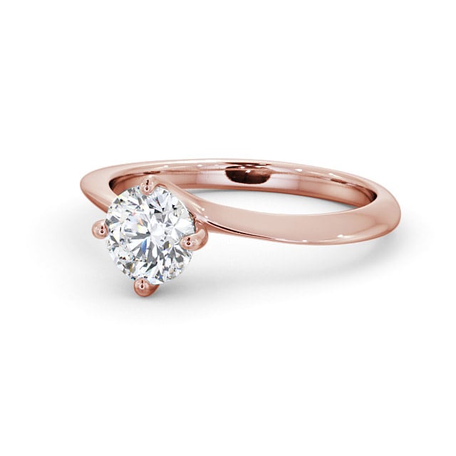 Round Diamond Engagement Ring 9K Rose Gold Solitaire - Livia ENRD123_RG_FLAT
