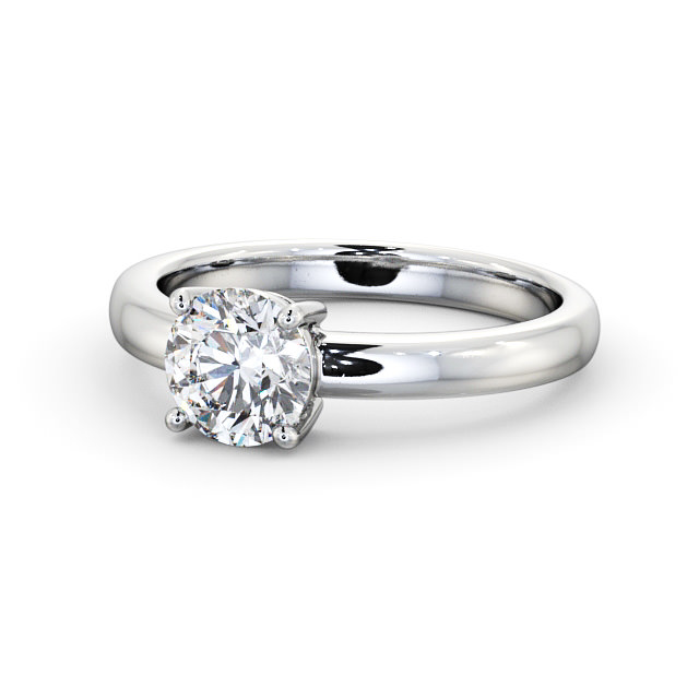 Round Diamond Engagement Ring 18K White Gold Solitaire - Maura ENRD124_WG_FLAT