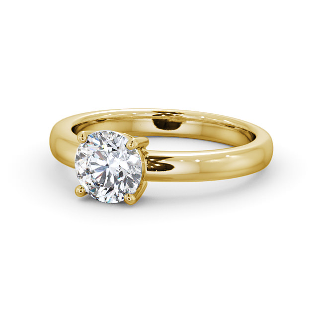 Round Diamond Engagement Ring 18K Yellow Gold Solitaire - Maura ENRD124_YG_FLAT
