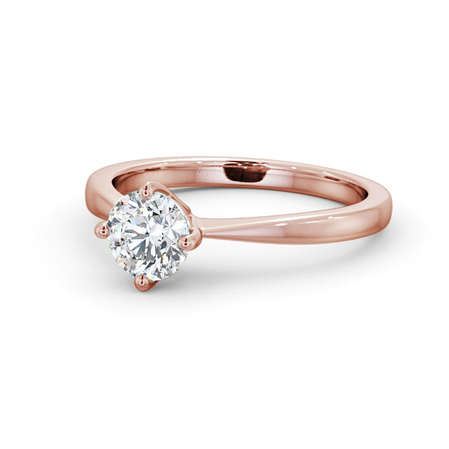 Round Diamond Engagement Ring 9K Rose Gold Solitaire - Alba ENRD128_RG_FLAT