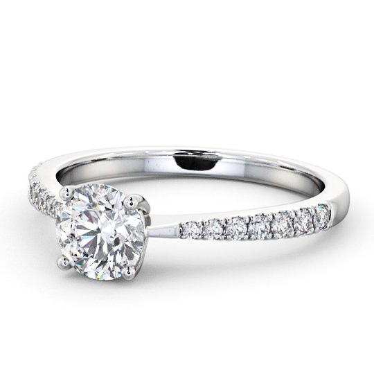  Round Diamond Engagement Ring 18K White Gold Solitaire With Side Stones - Noelle ENRD129S_WG_THUMB2 