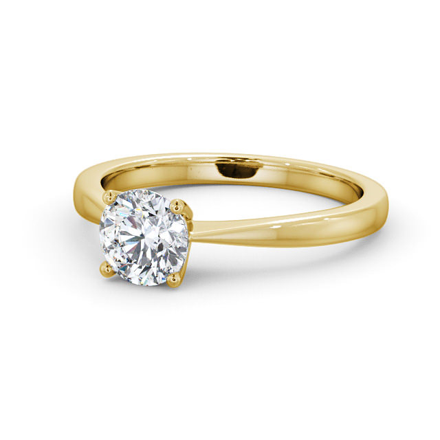 Round Diamond Engagement Ring 9K Yellow Gold Solitaire - Floriane ENRD129_YG_FLAT
