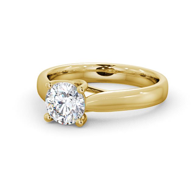 Round Diamond Engagement Ring 9K Yellow Gold Solitaire - Dulwich ENRD12_YG_FLAT