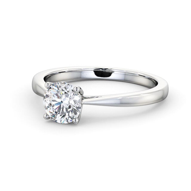 Round Diamond Engagement Ring 18K White Gold Solitaire - Glenoe ENRD131_WG_FLAT