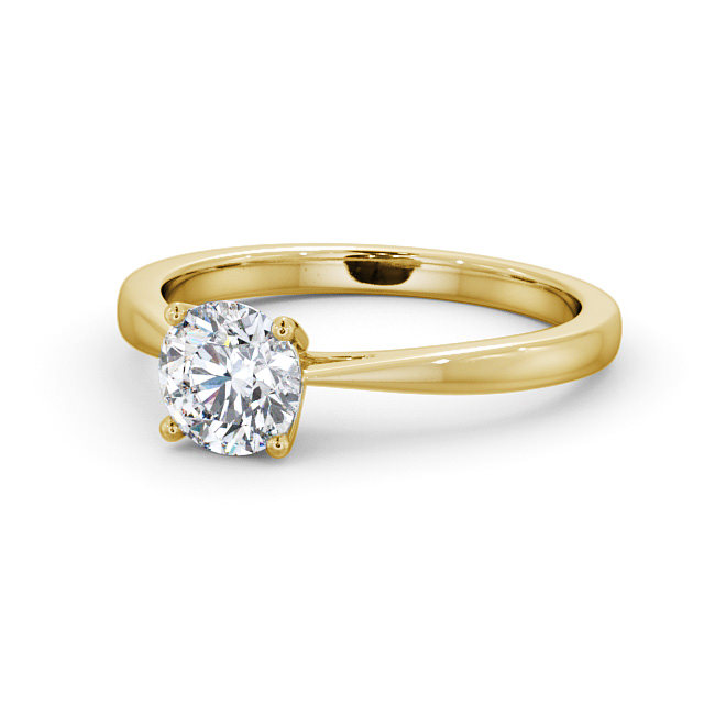 Round Diamond Engagement Ring 18K Yellow Gold Solitaire - Glenoe ENRD131_YG_FLAT
