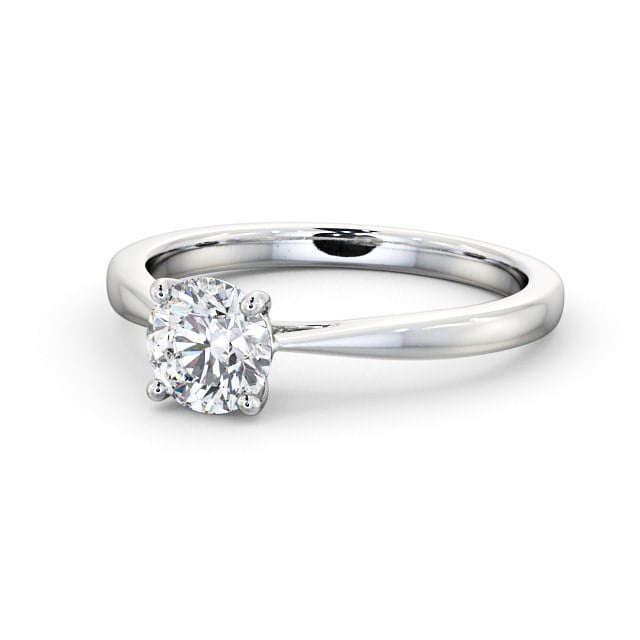 Round Diamond Engagement Ring 18K White Gold Solitaire - Liberty ENRD132_WG_FLAT