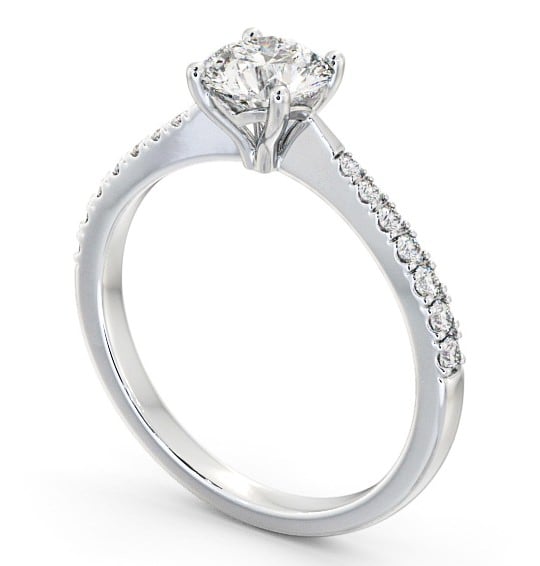  Round Diamond Engagement Ring 18K White Gold Solitaire With Side Stones - Wilton ENRD134S_WG_THUMB1 