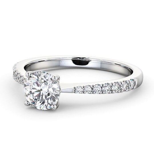  Round Diamond Engagement Ring 18K White Gold Solitaire With Side Stones - Wilton ENRD134S_WG_THUMB2 