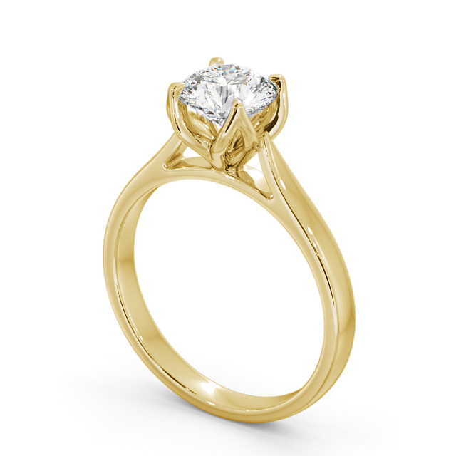 Round Diamond Engagement Ring 18K Yellow Gold Solitaire - Floralie ENRD138_YG_SIDE