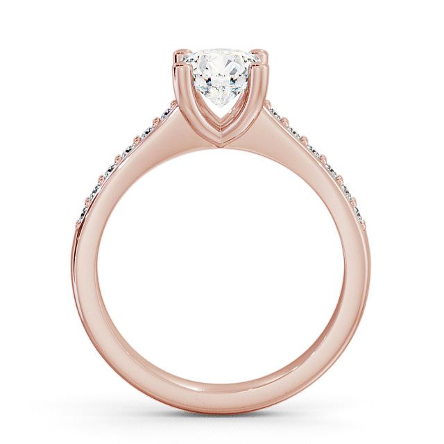 Round Diamond Engagement Ring 18K Rose Gold Solitaire With Side Stones - Alvie ENRD13S_RG_UP