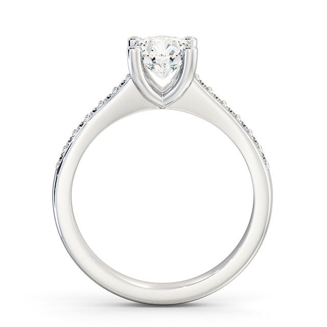 Round Diamond Engagement Ring 9K White Gold Solitaire With Side Stones - Alvie ENRD13S_WG_UP