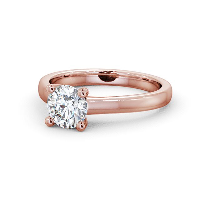 Round Diamond Engagement Ring 18K Rose Gold Solitaire - Calgary ENRD13_RG_FLAT