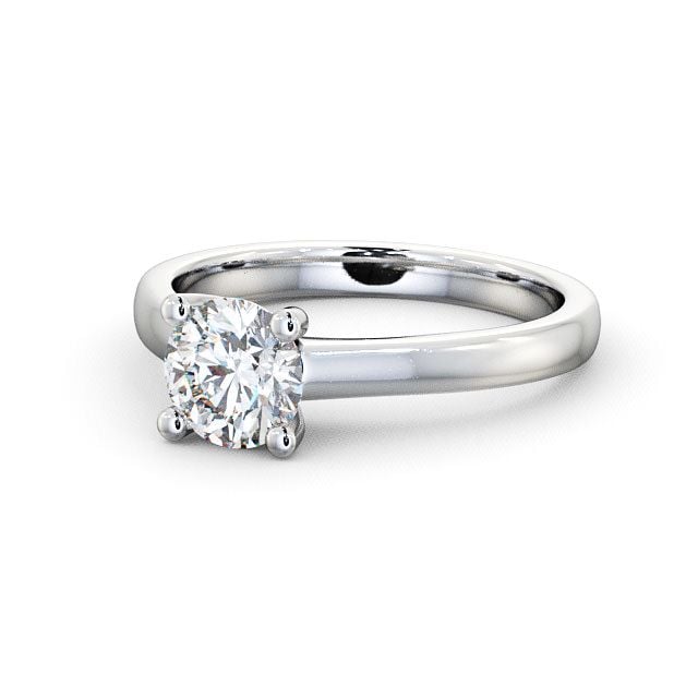 Round Diamond Engagement Ring 9K White Gold Solitaire - Calgary ENRD13_WG_FLAT