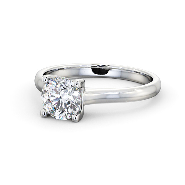 Round Diamond Engagement Ring 18K White Gold Solitaire - Ivama ENRD140_WG_FLAT