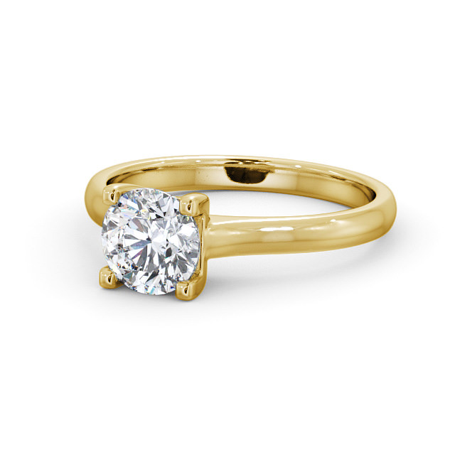 Round Diamond Engagement Ring 18K Yellow Gold Solitaire - Ivama ENRD140_YG_FLAT