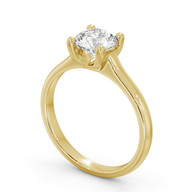 Round Diamond Engagement Ring 18K Yellow Gold Solitaire - Ivama ENRD140_YG_SIDE