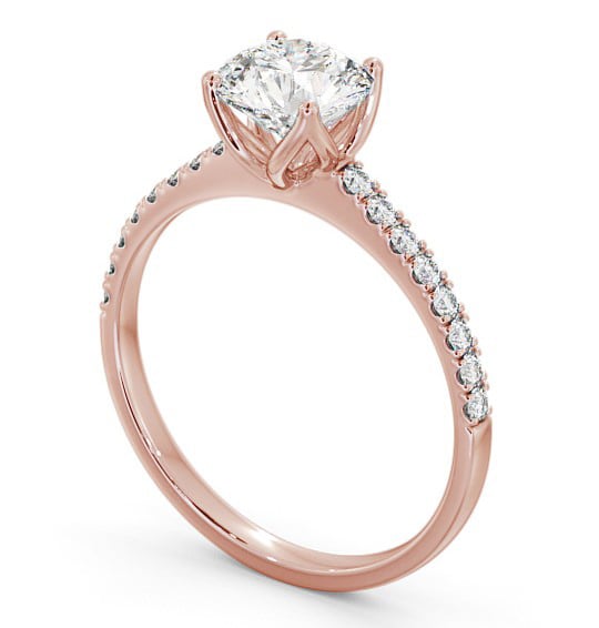 Round Diamond Engagement Ring 18K Rose Gold Solitaire With Side Stones - Fulvia ENRD144S_RG_THUMB1