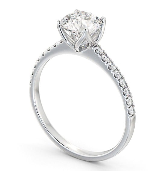  Round Diamond Engagement Ring 18K White Gold Solitaire With Side Stones - Fulvia ENRD144S_WG_THUMB1 