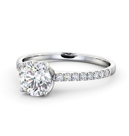  Round Diamond Engagement Ring 18K White Gold Solitaire With Side Stones - Fulvia ENRD144S_WG_THUMB2 