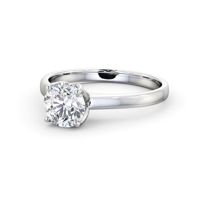 Round Diamond Engagement Ring 18K White Gold Solitaire - Beulah ENRD144_WG_FLAT