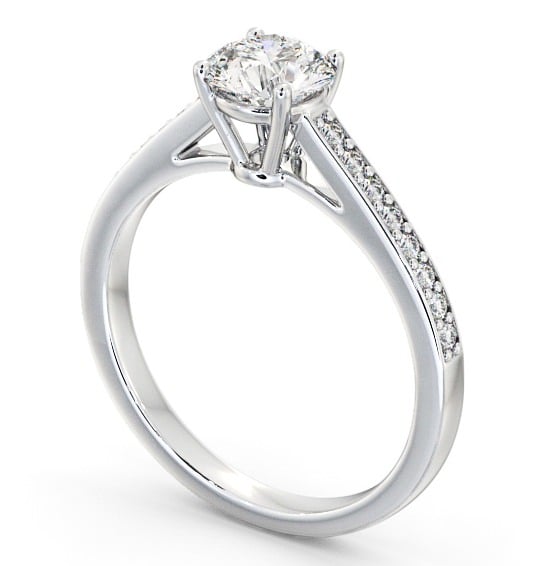  Round Diamond Engagement Ring 18K White Gold Solitaire With Side Stones - Caterina ENRD145S_WG_THUMB1 
