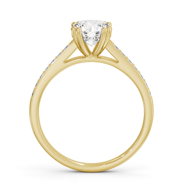 Round Diamond Engagement Ring 18K Yellow Gold Solitaire With Side Stones - Kensey ENRD148S_YG_UP