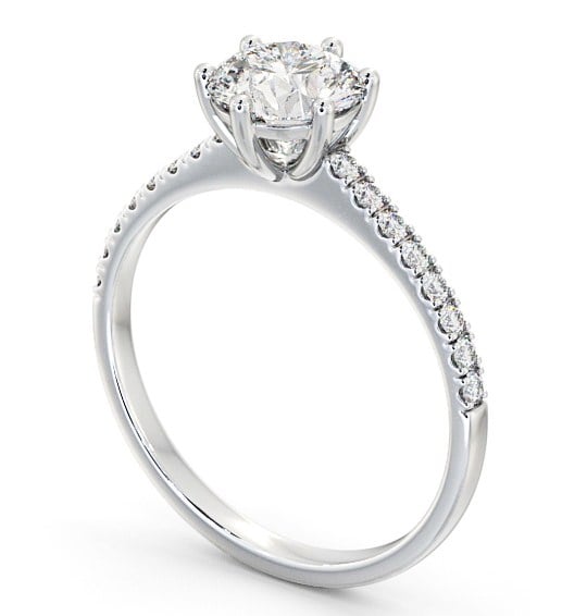  Round Diamond Engagement Ring 18K White Gold Solitaire With Side Stones - Malika ENRD149S_WG_THUMB1 