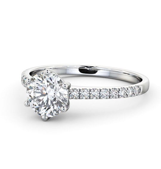  Round Diamond Engagement Ring 18K White Gold Solitaire With Side Stones - Malika ENRD149S_WG_THUMB2 